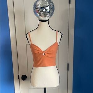Women's Orange Twist-Front Cropped Cami Top